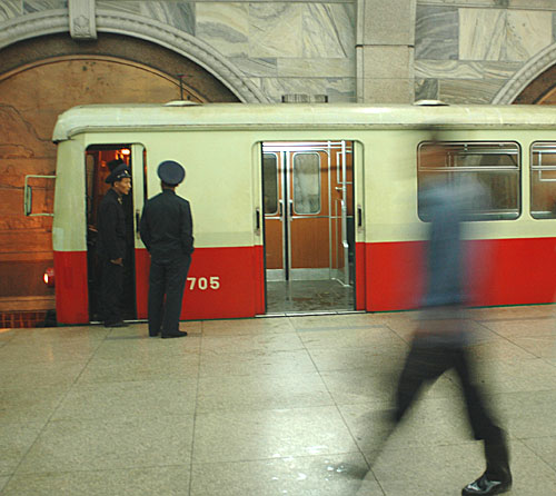 Pyongyang subway  by Ron Gluckman in North Korea